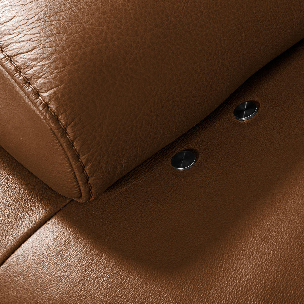 ECKSOFA Cognac Echtleder  - Cognac/Schwarz, Design, Leder/Metall (306/237cm) - Livetastic