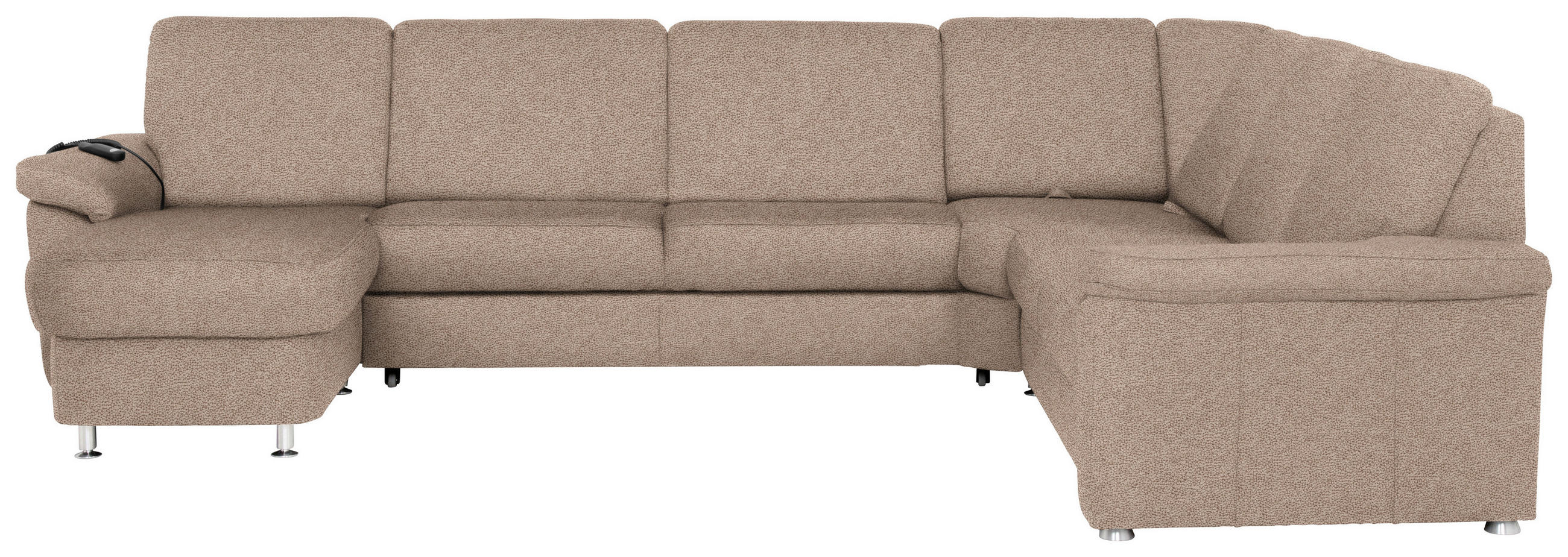 WOHNLANDSCHAFT Sandfarben Flachgewebe  - Sandfarben/Chromfarben, KONVENTIONELL, Textil/Metall (163/330/240cm) - Beldomo System