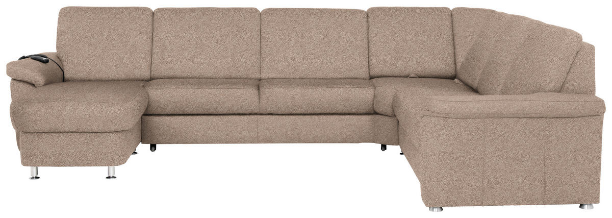 WOHNLANDSCHAFT in Flachgewebe Sandfarben  - Sandfarben/Chromfarben, Konventionell, Textil/Metall (163/330/240cm) - Beldomo System