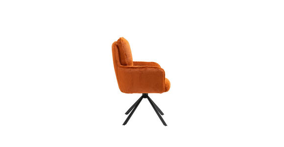ARMLEHNSTUHL in Eisen Plüsch - Schwarz/Orange, Design, Textil/Metall (62/95/67cm) - Novel