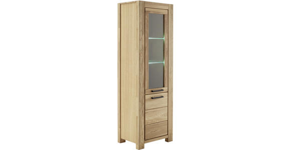 VITRINE in massiv Wildeiche Wildeiche - Wildeiche/Schwarz, Natur, Glas/Holz (65/199/45cm) - Carryhome
