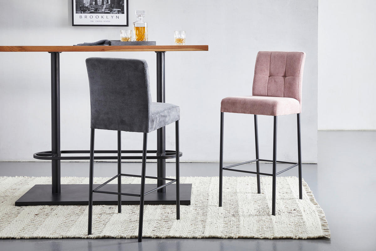 BAROVÁ STOLIČKA, čierna, staroružová - čierna/staroružová, Design, kov/textil (46/91/61cm) - Xora
