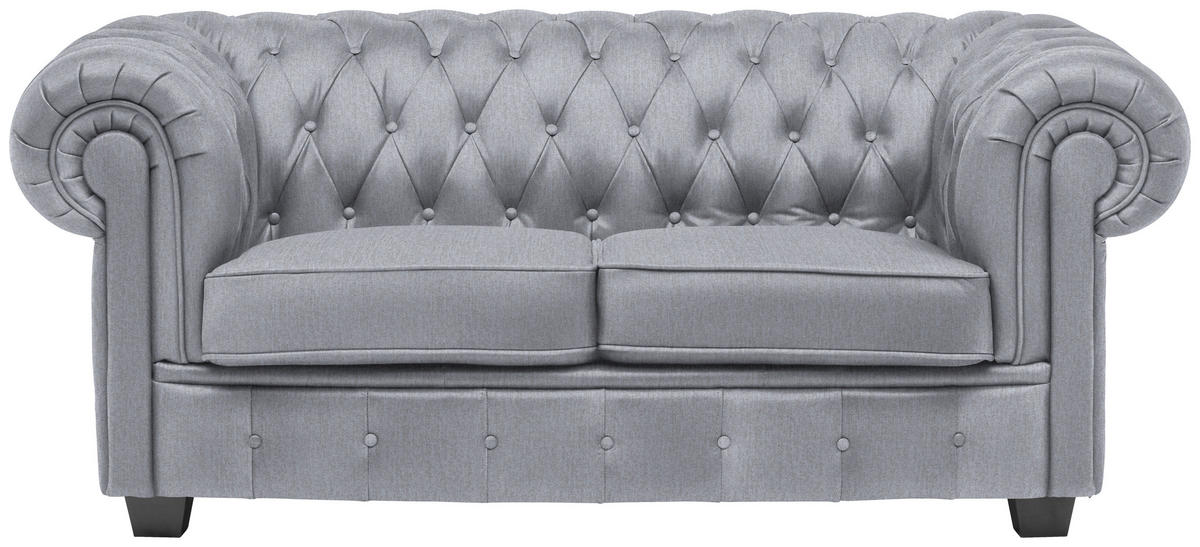 CHESTERFIELD-SOFA in Webstoff Hellgrau  - Wengefarben/Hellgrau, Lifestyle, Holz/Textil (180/76,5/96cm) - Landscape