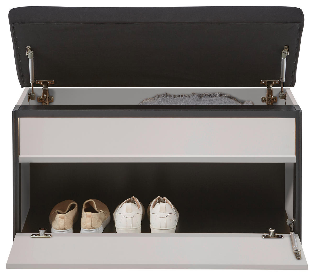 GARDEROBE 5-teilig  in 266/200/38 cm  - Beige/Schwarz, KONVENTIONELL, Glas/Holzwerkstoff (266/200/38cm) - Voleo