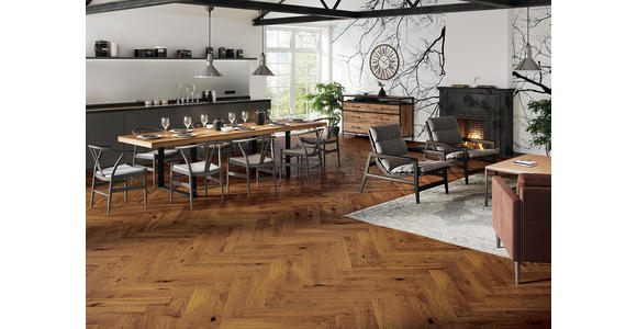FISCHGRÄT Eiche Brown Sugar per m² - Eichefarben, Design, Holz (72,5/13/1,4cm) - Ambiente