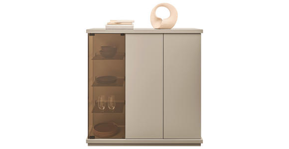 HIGHBOARD Taupe  117/128/38 cm  - Taupe, Design, Glas/Holzwerkstoff (117/128/38cm) - Belluti