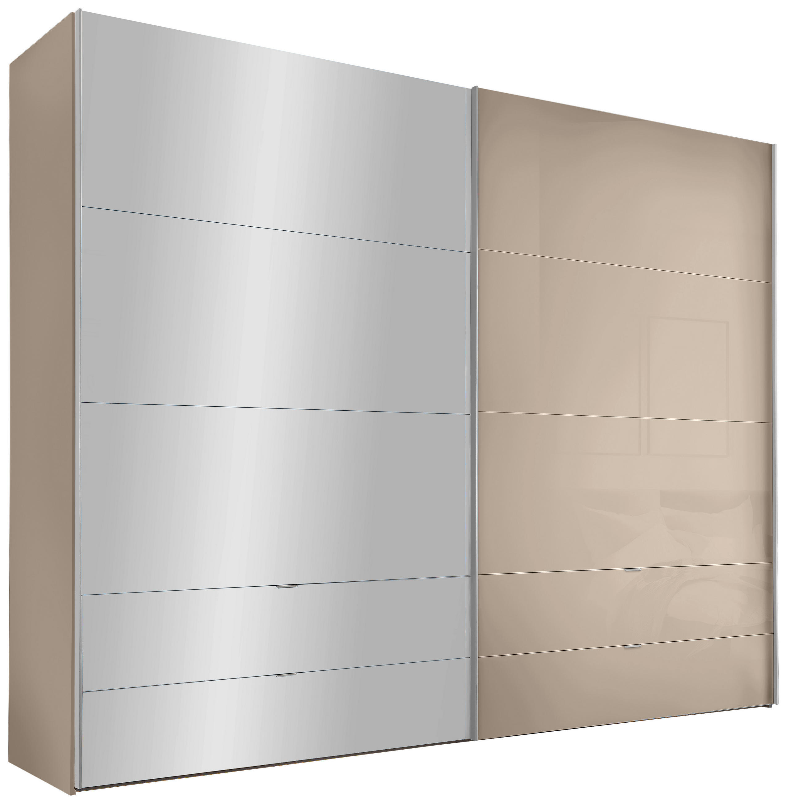 SCHWEBETÜRENSCHRANK Elfenbein  - Elfenbein/Alufarben, Design, Glas/Holzwerkstoff (306/222/68cm) - Dieter Knoll