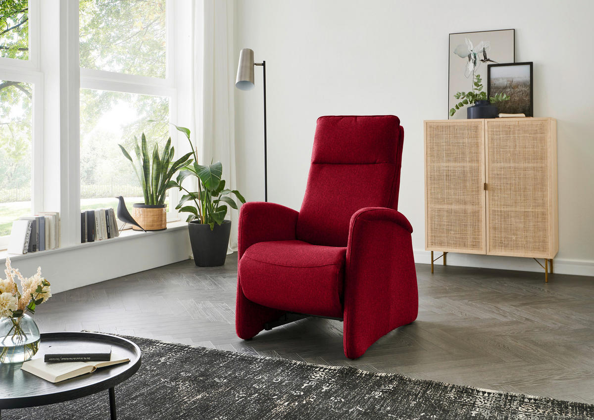 FERNSEHSESSEL in Chenille Rot  - Rot, Konventionell, Textil (79/114/87-176cm) - Valdera