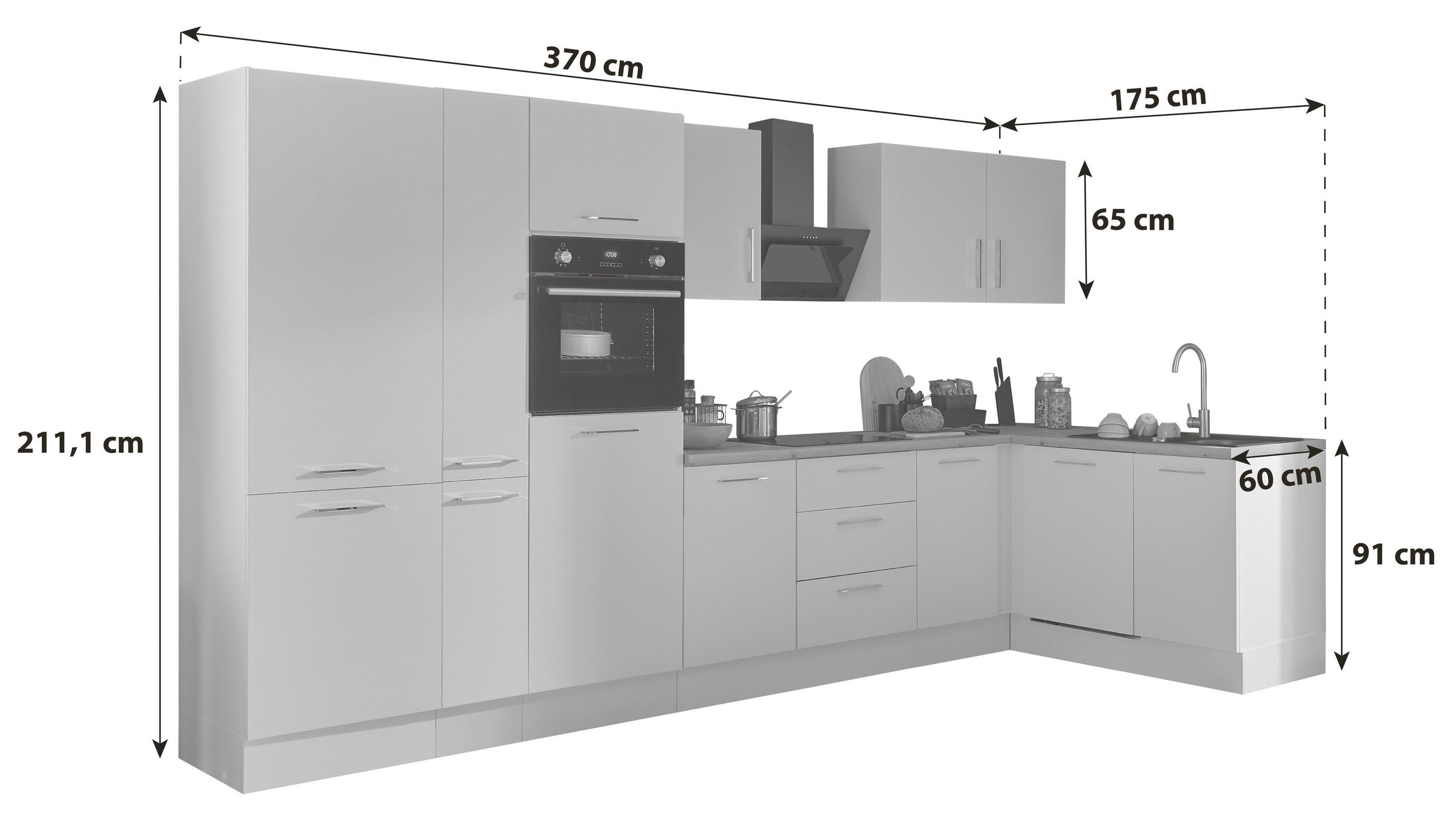 Thumbnail - Mid.you Eckküche, Schwarz, Eiche Artisan, Metall, 2,3,3 Schubladen, seitenverkehrt montierbar, L-Form, nur wie online ab...