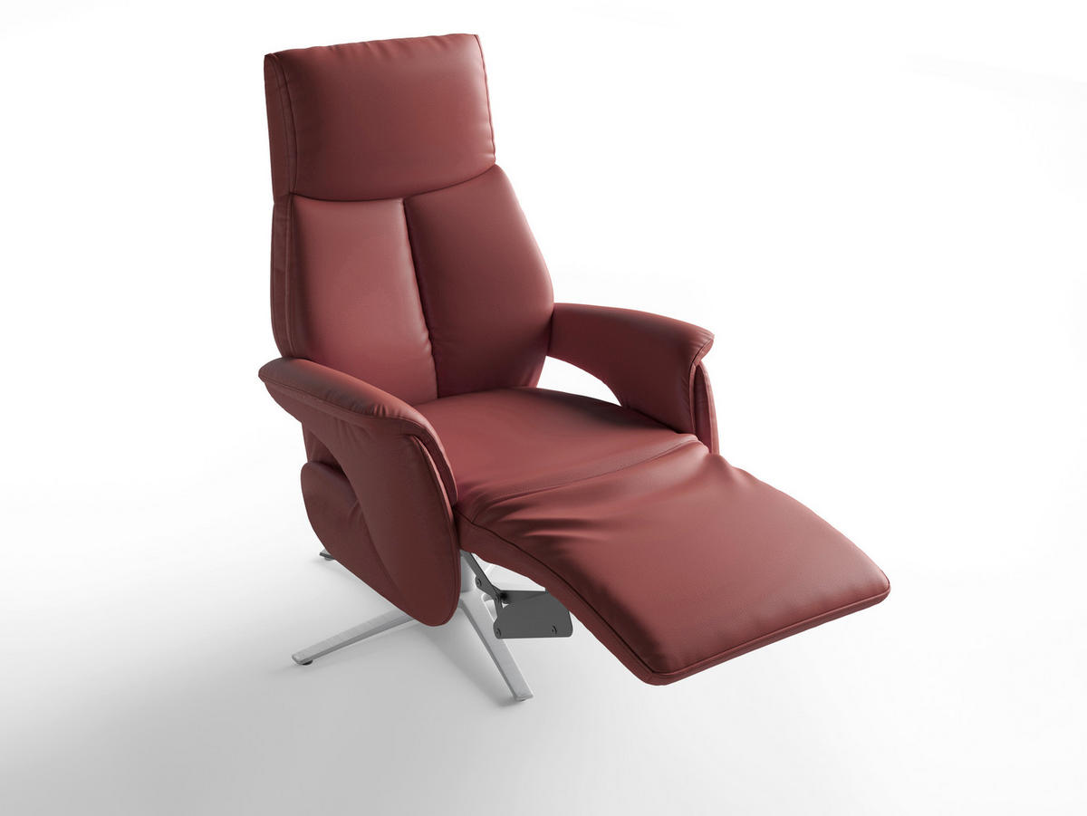 RELAXAČNÍ KŘESLO, kůže, červenohnědá - barvy stříbra/červenohnědá, Basics, kov/kůže (75/110/85cm) - Sit & More