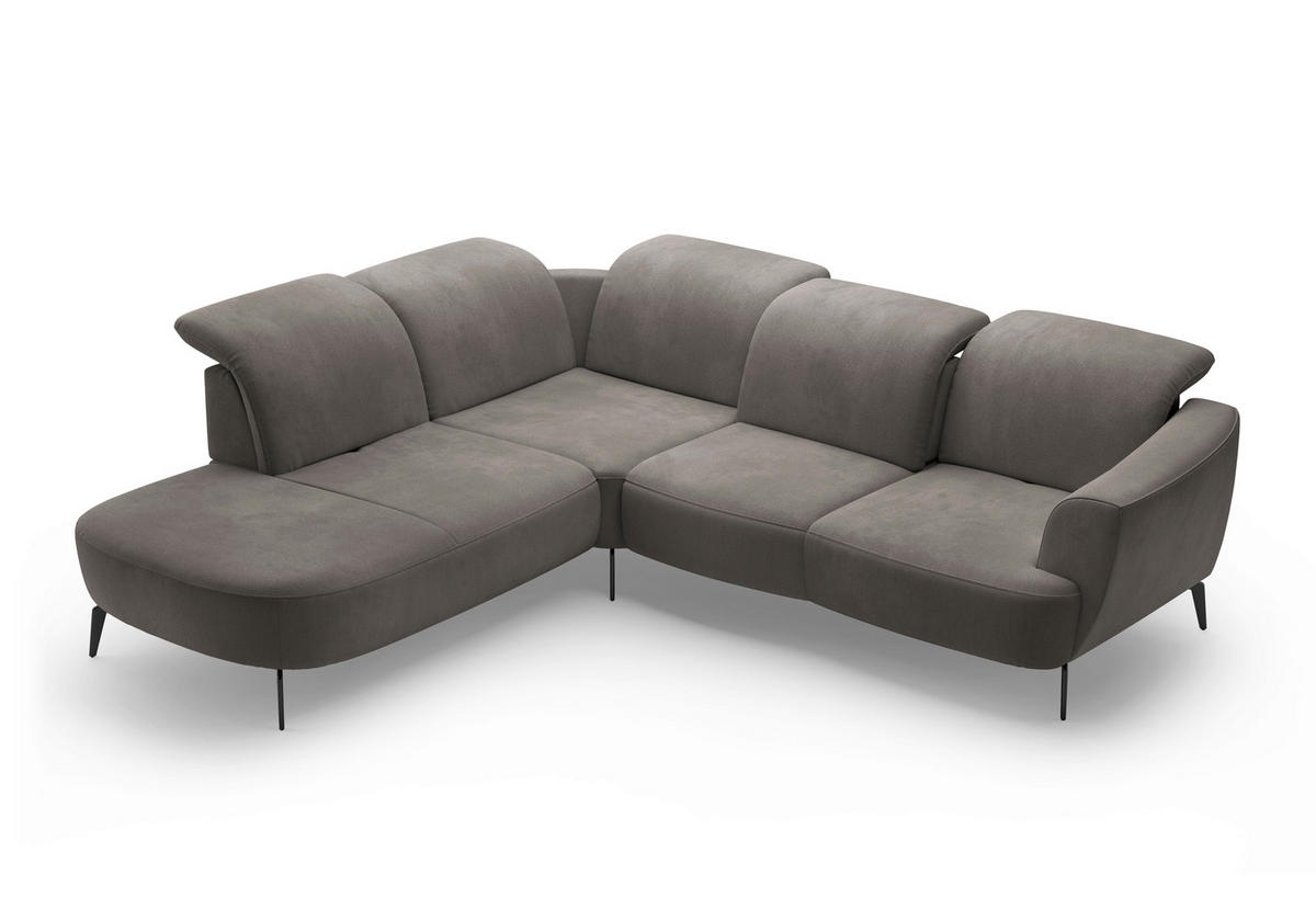 ECKSOFA in Flachgewebe Graphitfarben  267/300 cm  - Schwarz/Graphitfarben, KONVENTIONELL, Textil/Metall (267/300cm) - Sit & More