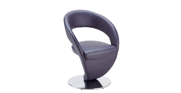 STUHL Echtleder Edelstahlfarben, Brombeere - Edelstahlfarben/Brombeere, Design, Leder/Metall (62/86/61cm) - Moderano