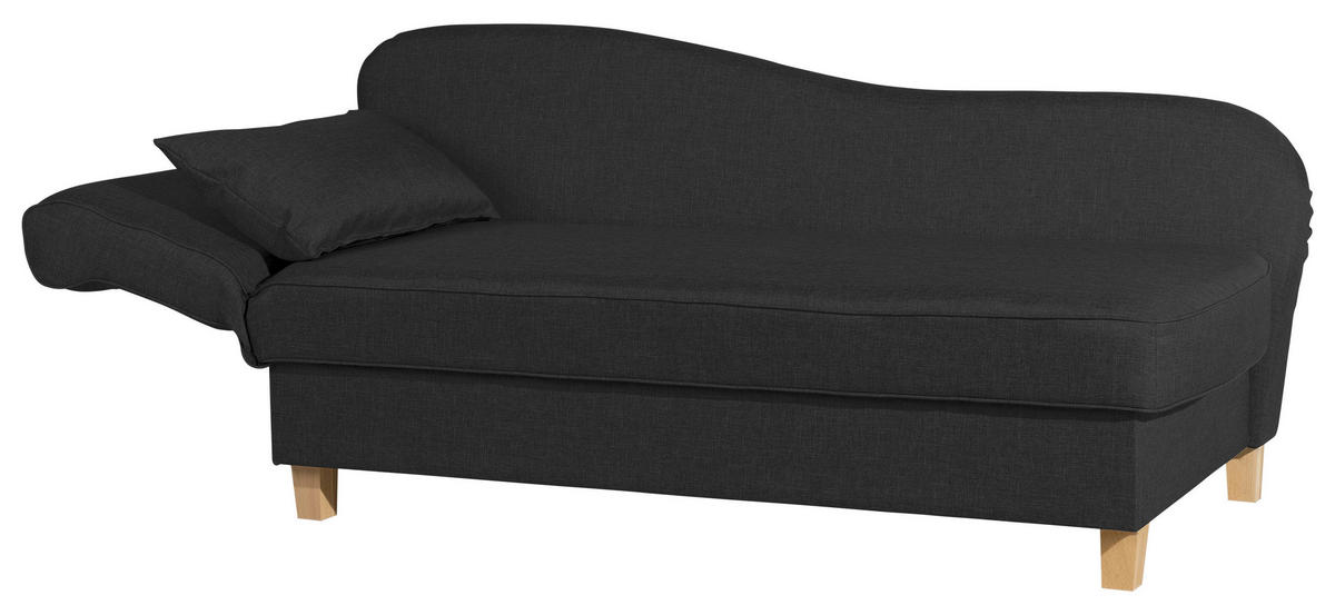 RÉCAMIERE Schwarz Flachgewebe  - Buchefarben/Schwarz, Design, Holz/Textil (190/88/82cm) - Max Winzer