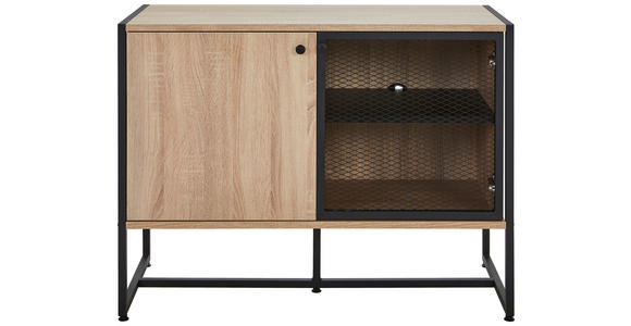 SIDEBOARD 100/75/41 cm  - Schwarz/Sonoma Eiche, MODERN, Holzwerkstoff/Metall (100/75/41cm) - Novel