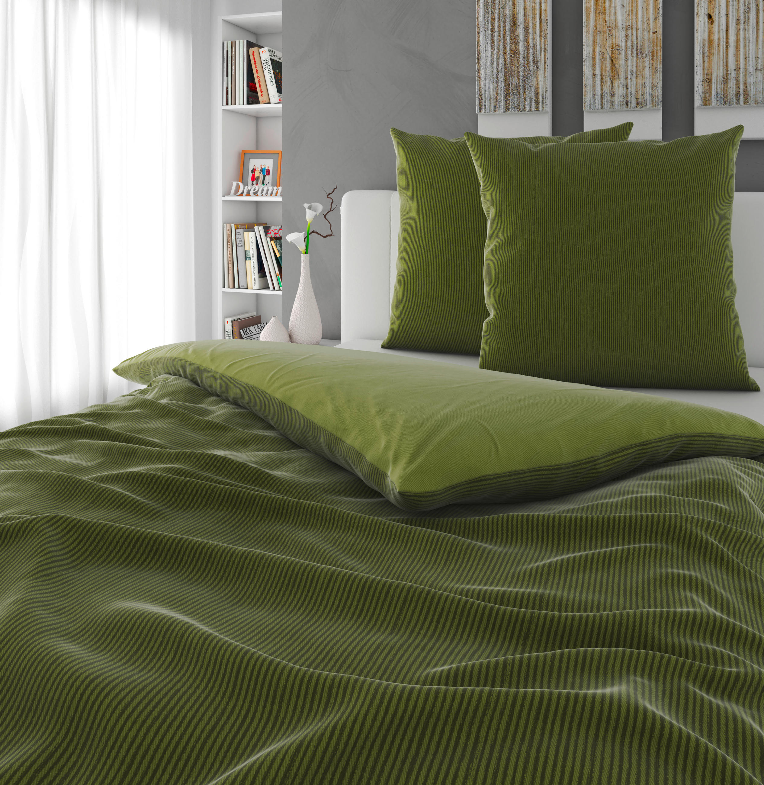 WENDEBETTWÄSCHE Satin 200/200 cm  - Dunkelgrün, Textil (200/200cm) - Bio:Vio