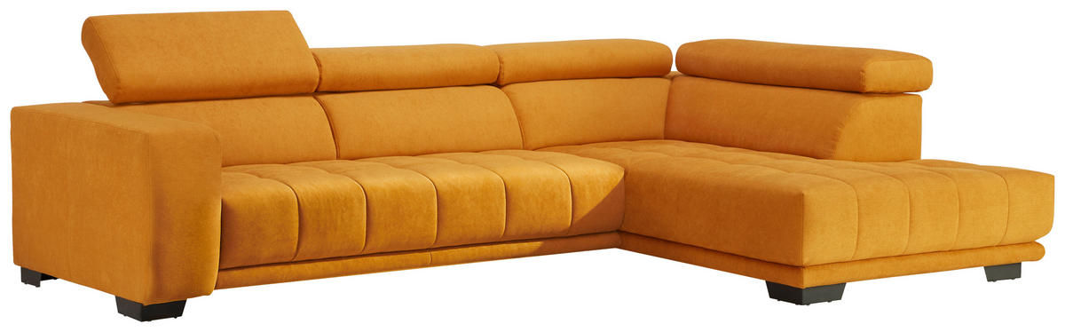 ECKSOFA Gelb Mikrofaser  - Gelb/Schwarz, Design, Textil/Metall (301/207cm) - Xora