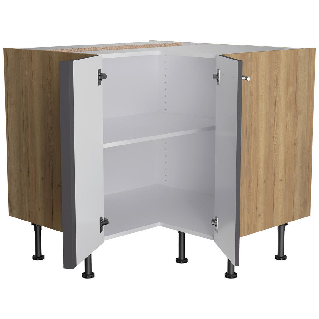 Thumbnail - Optifit Eckküche, Anthrazit, Eiche, Metall, 3 Schubladen, L-Form, nur wie online abgebildet bestellbar, 270x200 cm, Made...