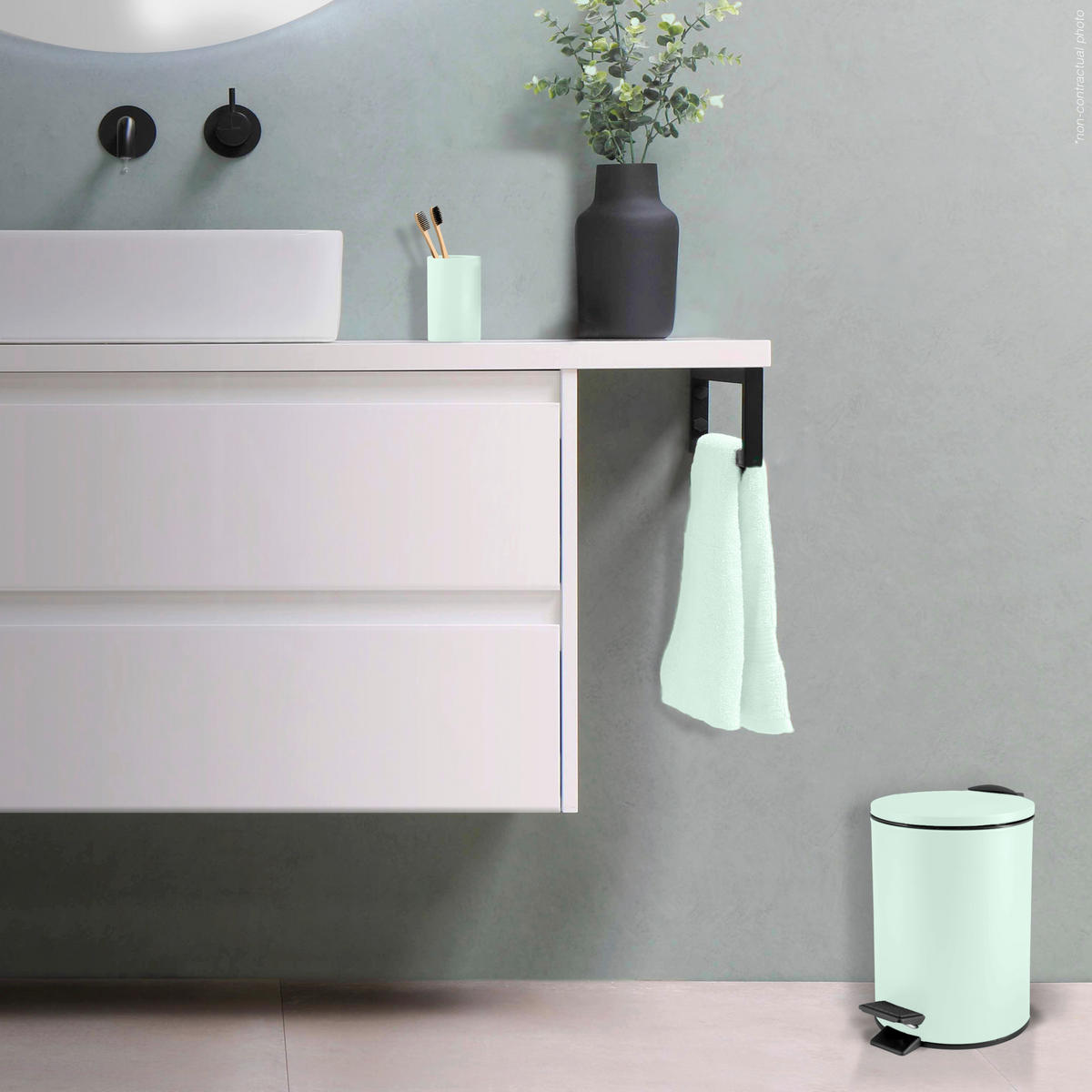 TRETEIMER ADELAR 3 L  - Salbeigrün/Schwarz, Basics, Kunststoff/Metall (16.80/16.80/22.80cm) - Spirella