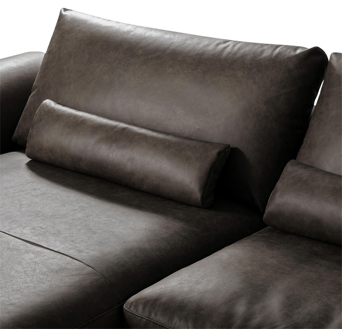 ECKSOFA in Echtleder Fango  - Fango/Schwarz, Design, Leder/Metall (172/313cm) - Livetastic
