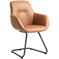 ARMLEHNSTUHL  in Edelstahl Lederlook (vegan)  - Cognac/Schwarz, Basics, Textil/Metall (62/89/61cm) - Celina Home