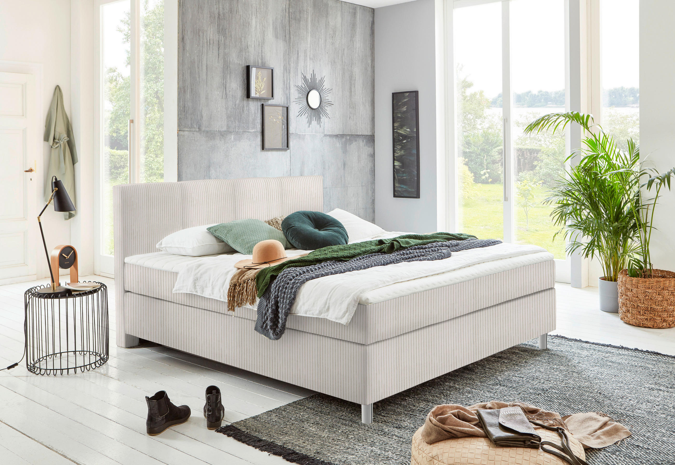 BOXSPRINGBETT 100/200 cm  in Creme  - Chromfarben/Creme, Konventionell, Kunststoff/Textil (100/200cm) - Hom`in