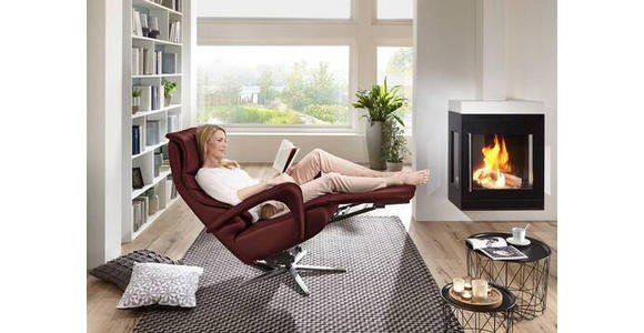 RELAXSESSEL in Leder Brombeere - Edelstahlfarben/Brombeere, Design, Leder/Metall (75/106/88cm) - Dieter Knoll