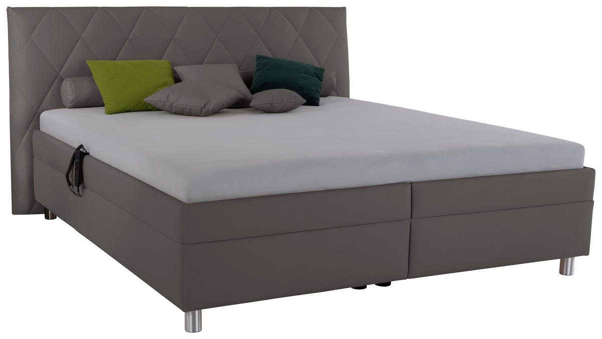 POLSTERBETT Matratze, gepolstertes Kopfteil, Lattenrost, Bettkasten Grau 200/200 cm  - Birkefarben/Silberfarben, KONVENTIONELL, Holz/Textil (200/200cm) - Esposa