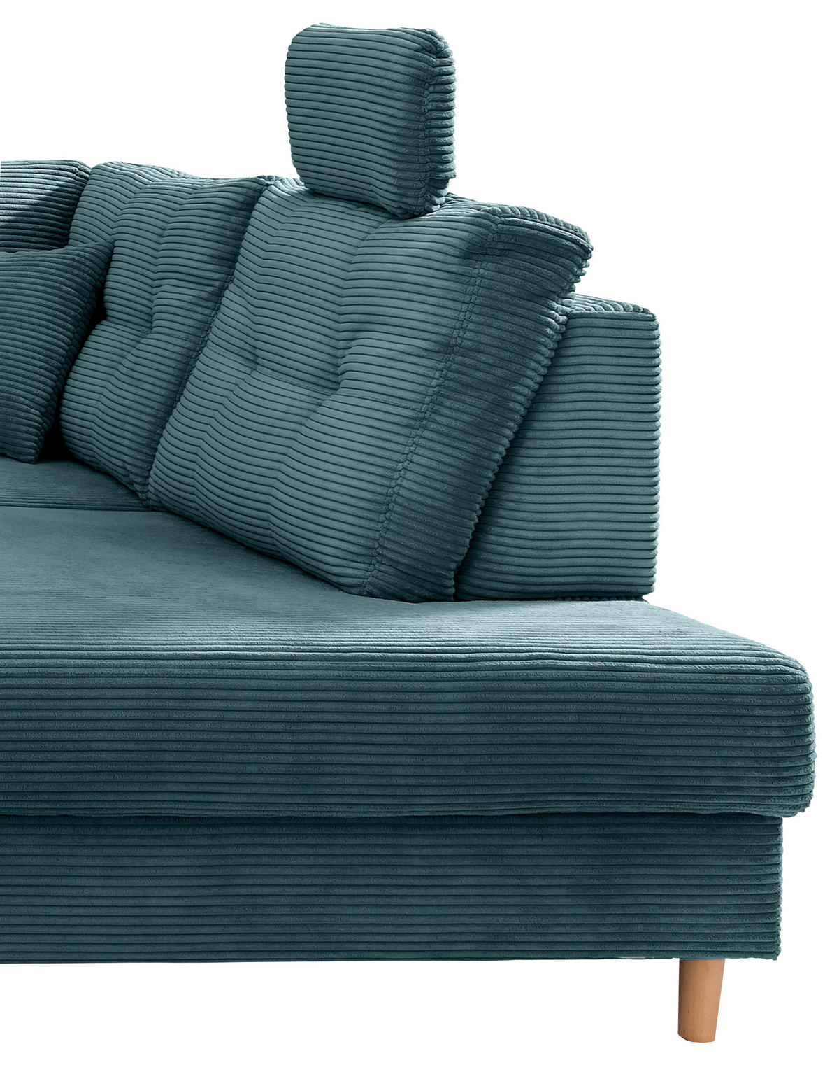 WOHNLANDSCHAFT in Cord Petrol  - Petrol/Naturfarben, MODERN, Holz/Textil (176/338-352/206cm) - Livetastic