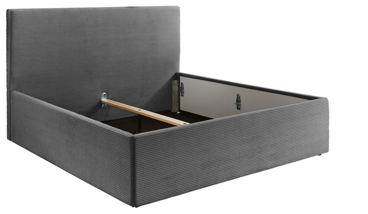 POLSTERBETT 140/200 cm  in Grau  - Schwarz/Grau, Trend, Kunststoff/Textil (140/200cm) - Boxxx
