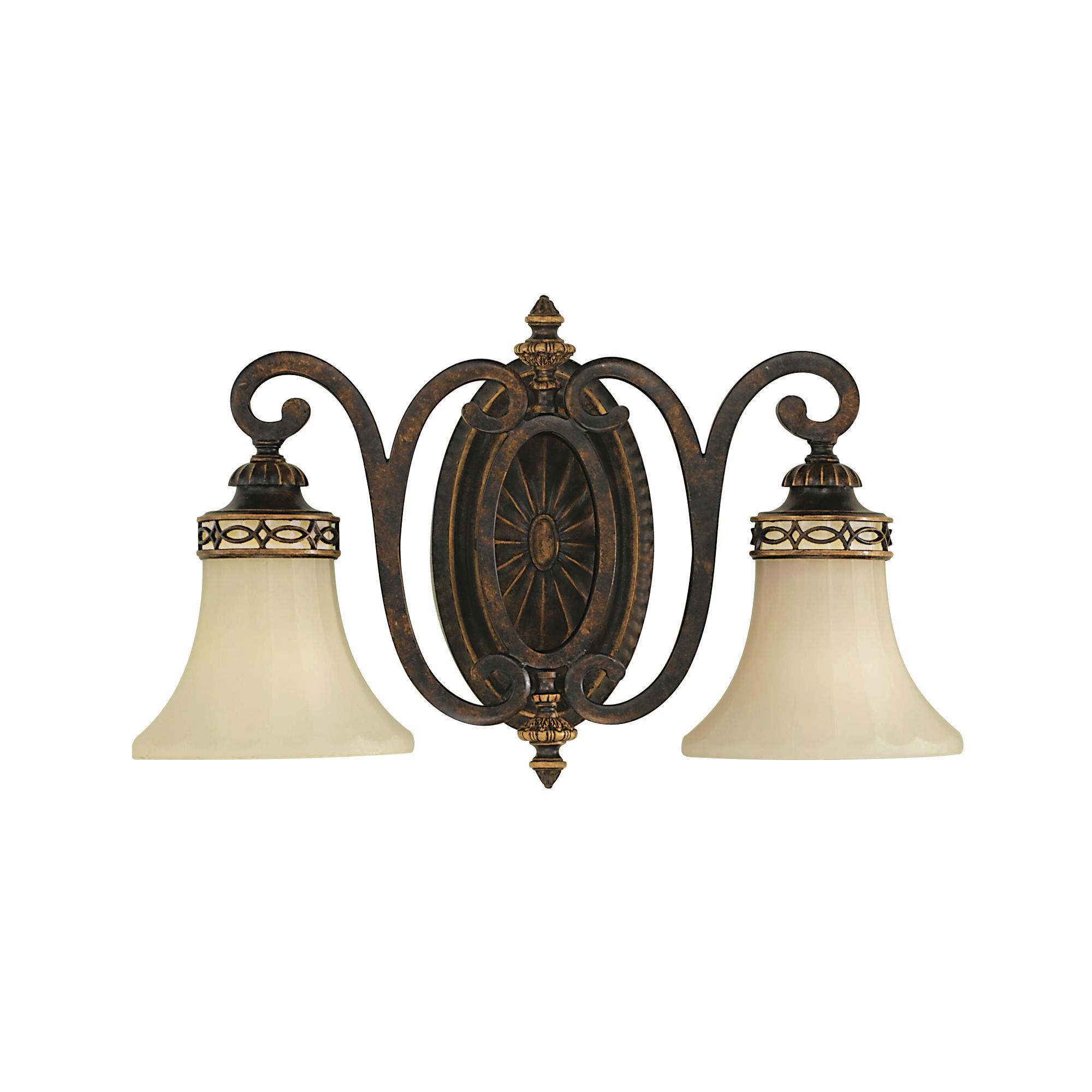 NÁSTENNÉ SVIETIDLO, 46,5/25,4/16,6 cm - farba vlašského orecha, Natur, kov/sklo (46,5/25,4/16,6cm) - Elstead Lighting