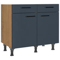SCHUBKASTENUNTERSCHRANK 90/87/56 cm  in Blau, Eichefarben  - Blau/Eichefarben, MODERN, Holzwerkstoff/Metall (90/87/56cm) - Nobilia