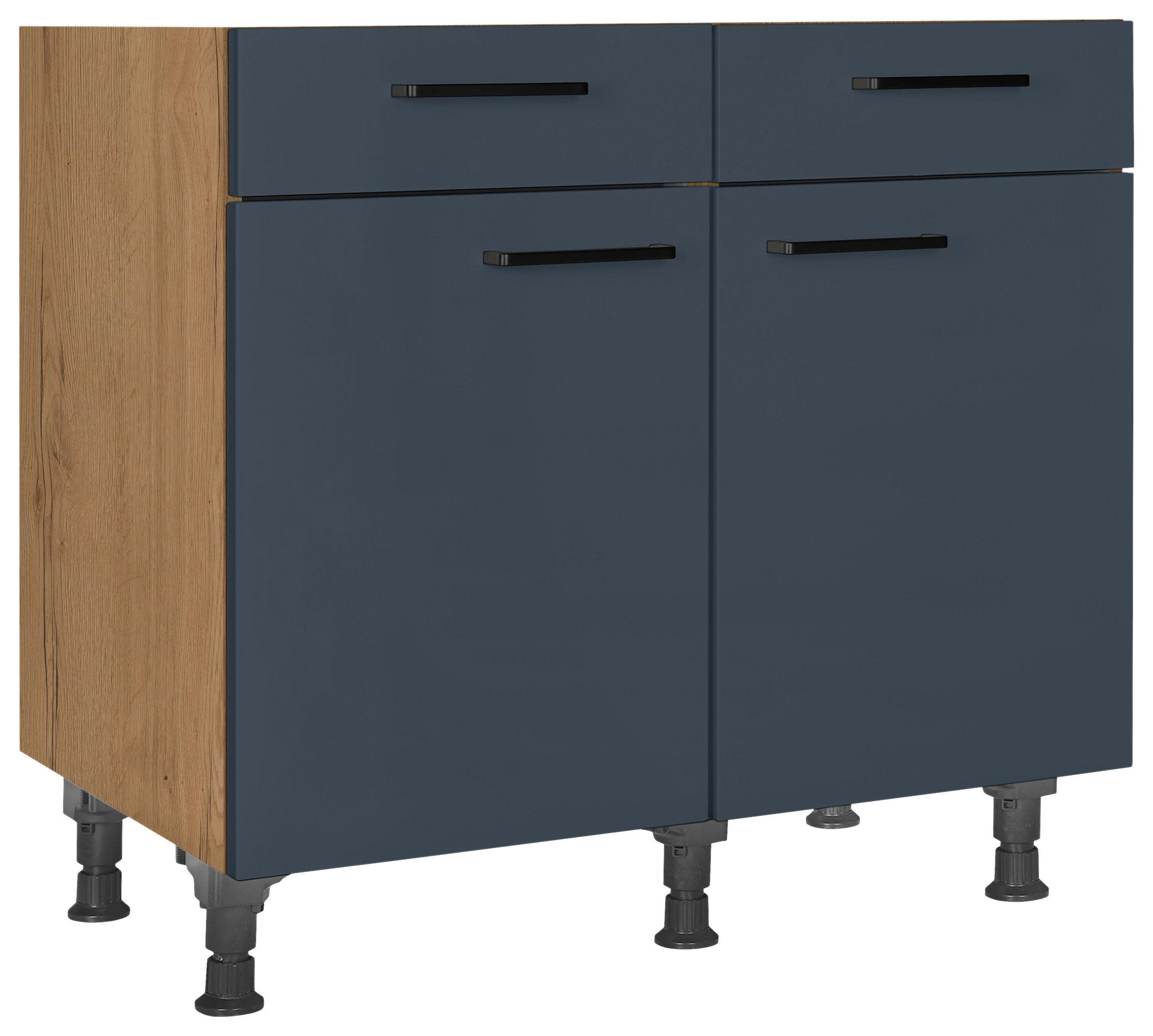Nobilia SCHUBKASTENUNTERSCHRANK Blau, Eiche 90cm × 56cm × 87cm