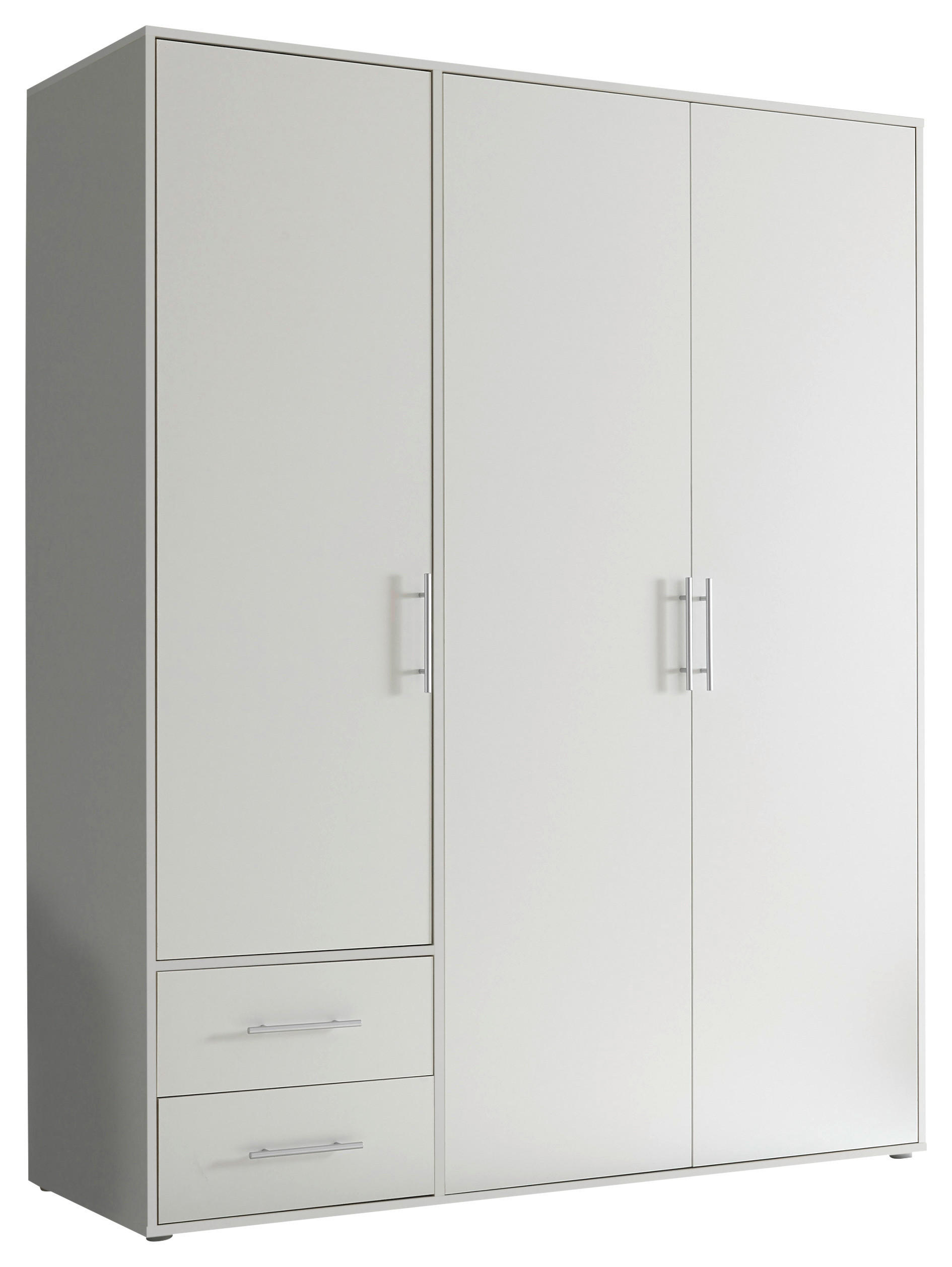 DREHTÜRENSCHRANK in Weiss  - Weiss/Alufarben, Konventionell, Holzwerkstoff/Kunststoff (155/195/60cm) - Carryhome