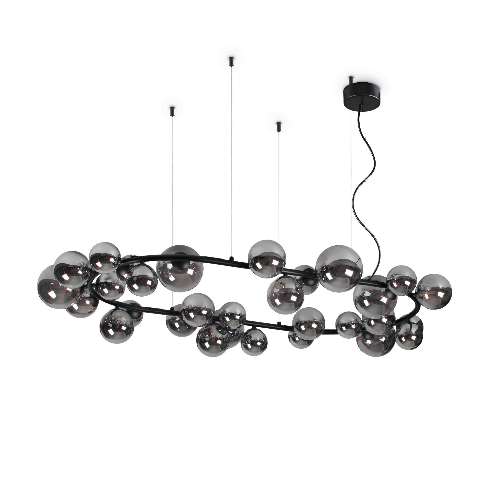 HÄNGELEUCHTE 143/40/216,5 cm  - Schwarz, Design, Glas/Metall (143/40/216,5cm) - Ideal Lux