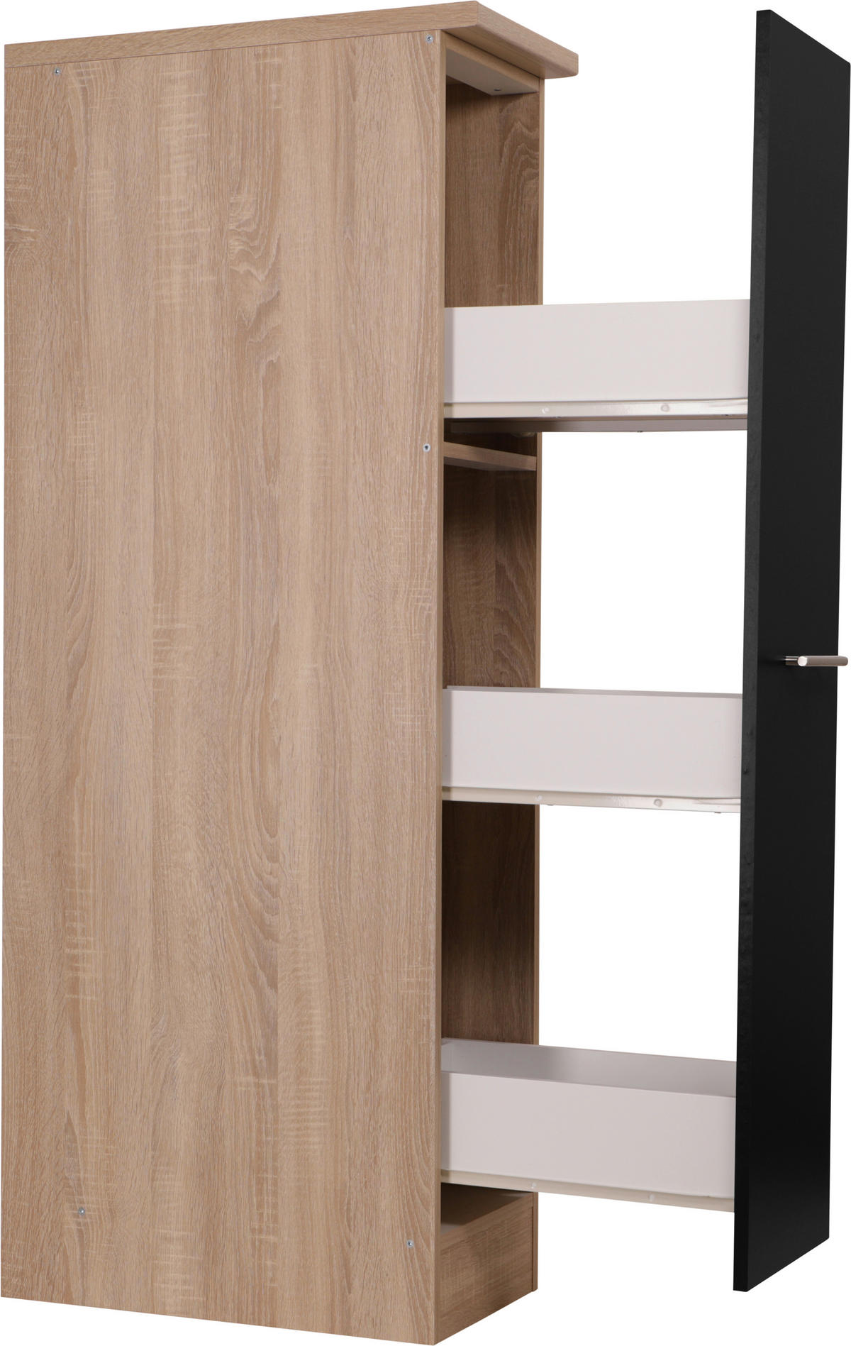 APOTHEKERSCHRANK 30/144,8/60 cm  in Schwarz, Eichefarben  - Eichefarben/Silberfarben, Basics, Holzwerkstoff/Metall (30/144,8/60cm) - Respekta