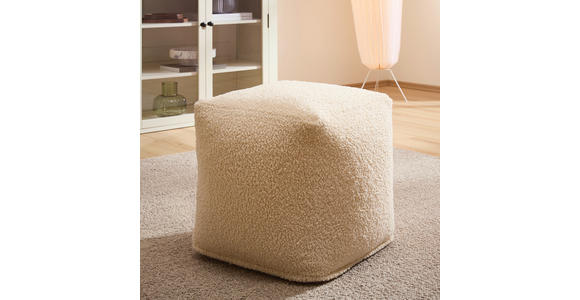 POUF Bouclé Uni Naturfarben 40/40/40 cm  - Naturfarben, Trend, Textil (40/40/40cm) - Linea Natura