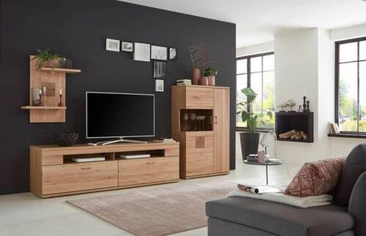 WOHNWAND  in Alteiche  317,1/171/50,2 cm  - Alteiche/Silberfarben, KONVENTIONELL, Glas/Holz (317,1/171/50,2cm) - Livetastic
