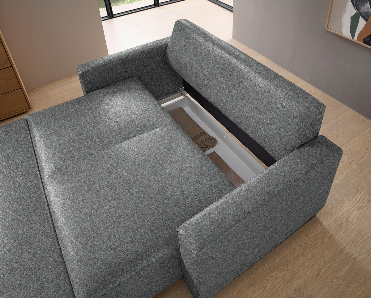 SCHLAFSOFA  in Flachgewebe Grau  - Schwarz/Grau, Design, Textil/Metall (174/90/95cm) - Bali