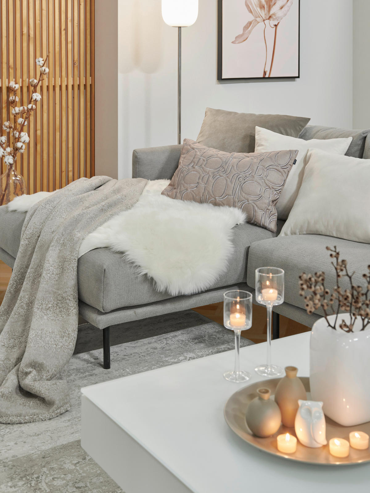 COUCHTISCH in Metall, Glas, Holzwerkstoff 75/75/38 cm  - Weiss/Edelstahlfarben, Design, Glas/Holzwerkstoff (75/75/38cm) - Xora