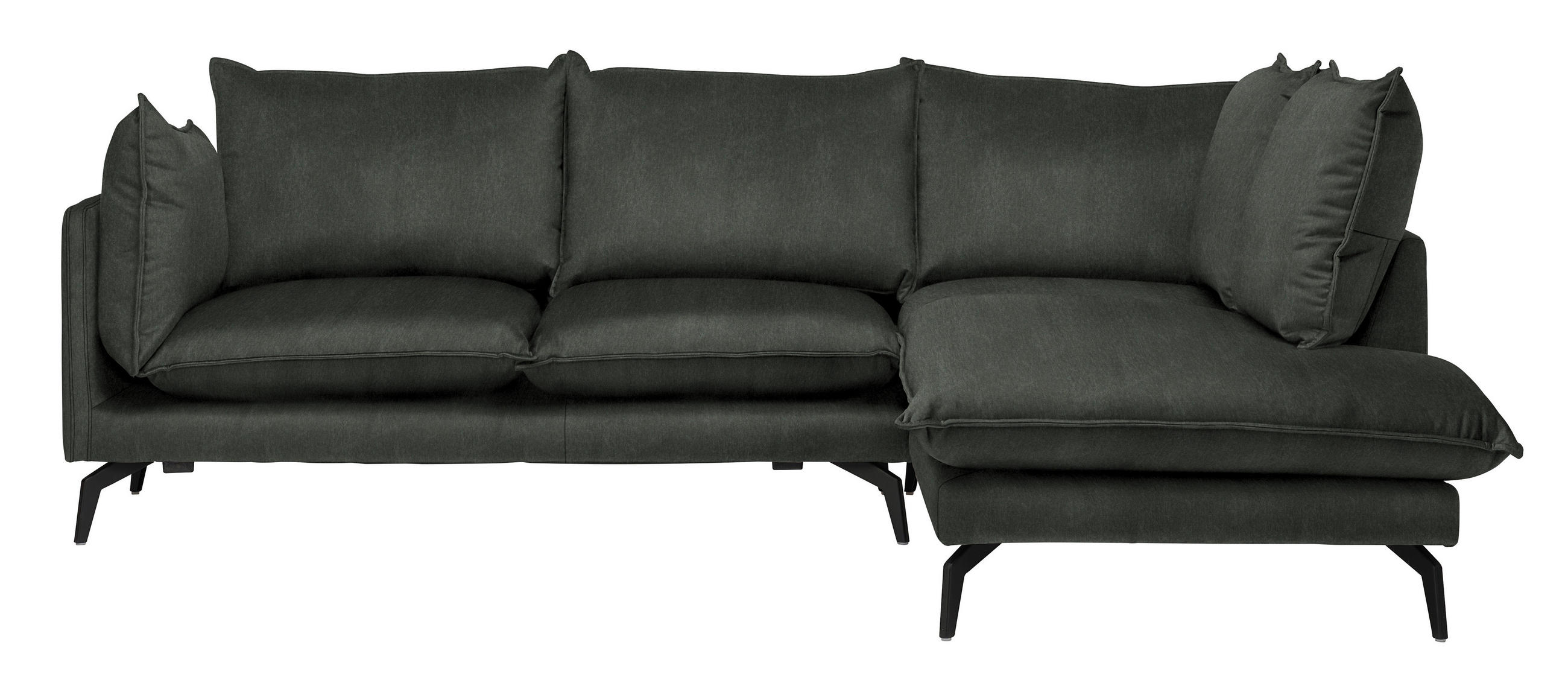ECKSOFA Samt Schwarz  - Schwarz, Design, Textil/Metall (241/200cm) - Carryhome