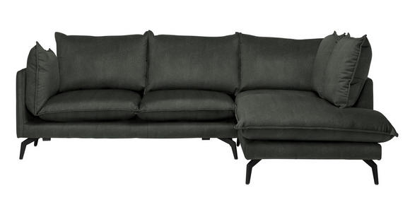 ECKSOFA  in Samt Schwarz Rückenkissen, Rücken echt  241/200 cm  - Schwarz, Design, Textil/Metall (241/200cm) - Carryhome