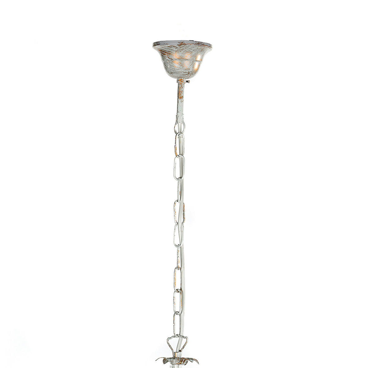 KRISTALL-HÄNGELEUCHTE 60/105 cm   - Weiß, Natur, Glas/Textil (60/105cm)