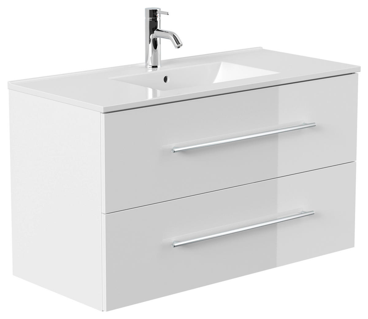 WASCHTISCHKOMBI 101 cm  - Weiß Hochglanz/Weiß, Basics, Keramik/Holzwerkstoff (101cm) - MID.YOU