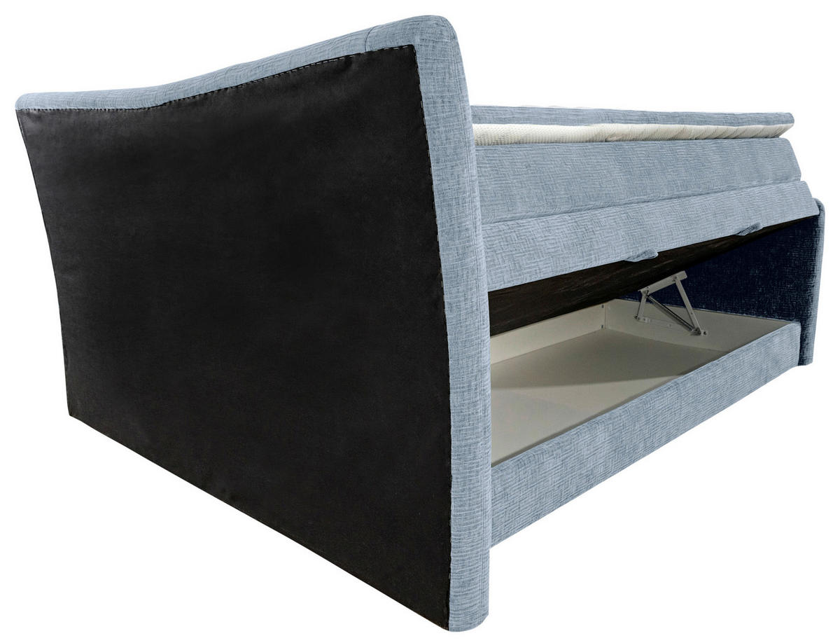 BOXSPRINGBETT 140/200 cm  in Hellblau  - Chromfarben/Hellblau, KONVENTIONELL, Textil/Metall (140/200cm) - Esposa