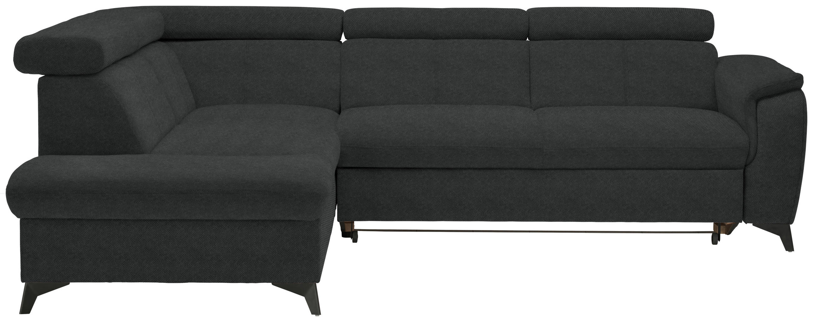 ECKSOFA in Webstoff Anthrazit  - Anthrazit/Schwarz, Design, Textil/Metall (203/260cm) - Stylife