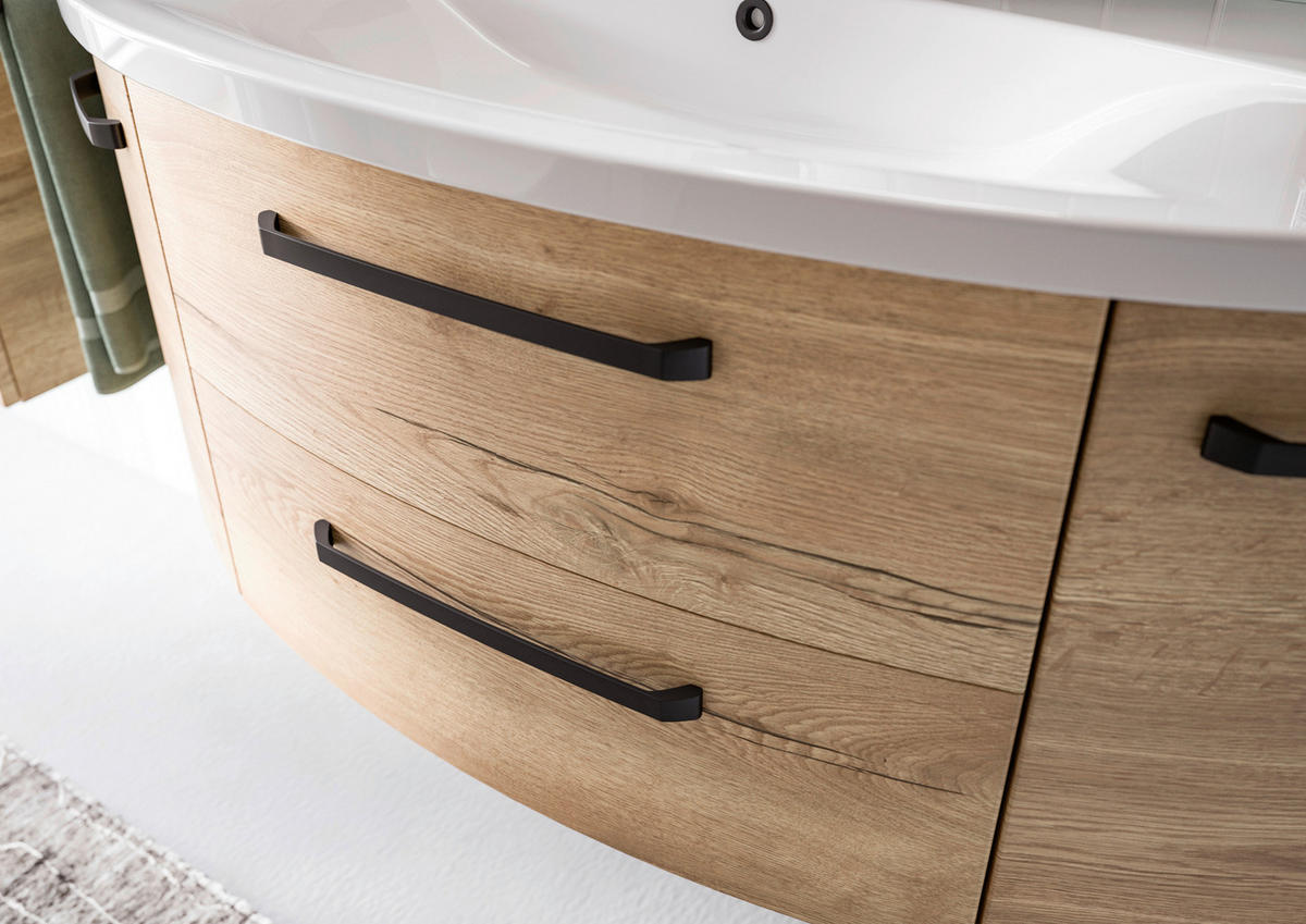 BADEZIMMER 3-teilig  in 120,5 cm  - Chromfarben/Eichefarben, MODERN, Glas/Keramik (120,5cm) - Sadena