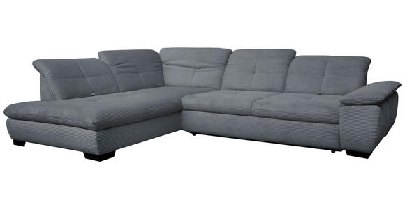 ECKSOFA in Cord Grau  - Schwarz/Grau, Design, Textil/Metall (242/313cm) - Xora