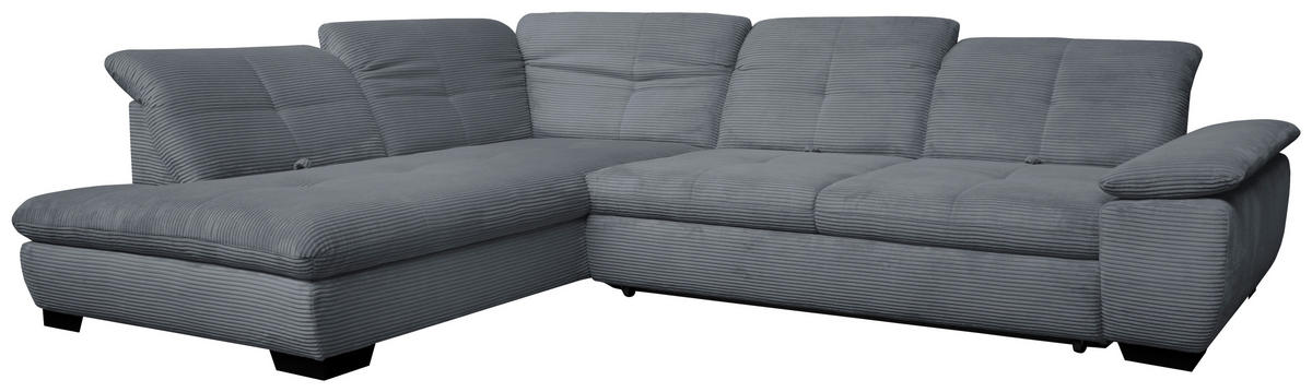 ECKSOFA in Cord Grau  - Schwarz/Grau, Design, Textil/Metall (242/313cm) - Xora