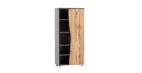 MIDISCHRANK 60/130/35 cm  - Eiche Wotan/Graphitfarben, Natur, Holzwerkstoff (60/130/35cm) - Xora