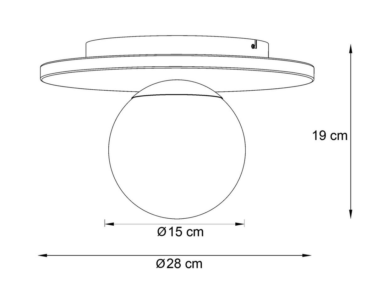 DECKENLEUCHTE 28/19 cm   - Weiß, Design, Glas/Stein (28/19cm) - Collet's Monde